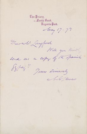 Lot #324 George Eliot: Eliot requests 