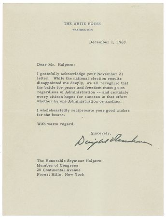 Lot #25 Dwight D. Eisenhower: On JFK's victory in