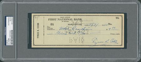 Lot #705 Ty Cobb Signed Check - Image 1