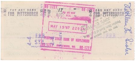Lot #860 George Sisler Signed Check - Image 2