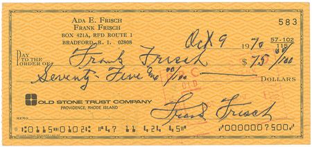 Lot #780 Frank Frisch Signed Check - Image 1