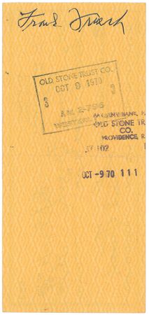 Lot #780 Frank Frisch Signed Check - Image 2
