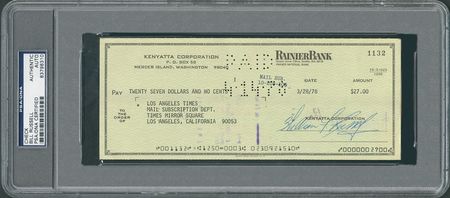 Lot #849 Bill Russell Signed Check - Image 1