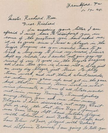 Lot #698 Baseball Letters Signed Letters - Image 1