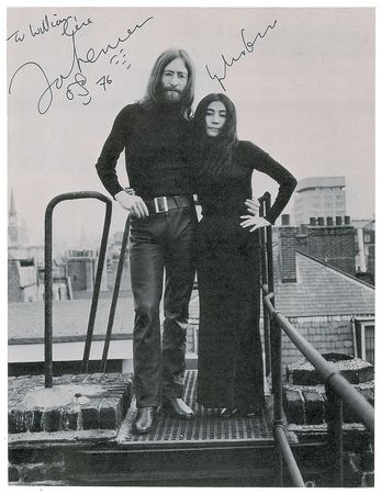 Lot #398 Beatles: Lennon and Ono: Amazing portrait signed by John and Yoko in '76?graded by PSA/DNA as MINT 9 - Image 1
