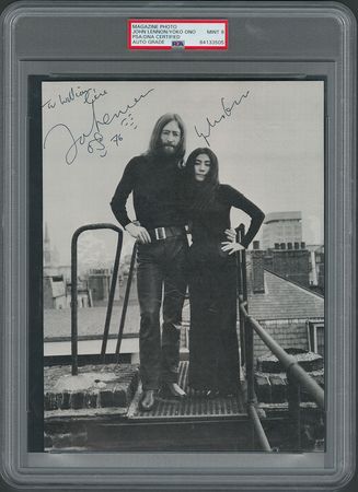 Lot #398 Beatles: Lennon and Ono: Amazing portrait signed by John and Yoko in '76?graded by PSA/DNA as MINT 9 - Image 3