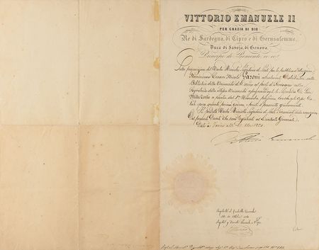 Lot #185 Victor Emmanuel II Signed Document - Image 1