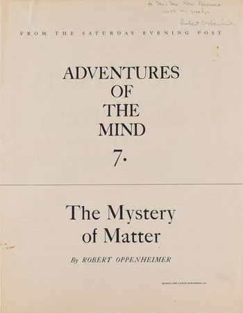 Lot #94 Robert Oppenheimer: Oppenheimer on 