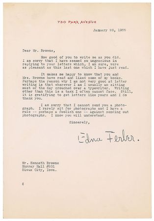 Lot #350 Edna Ferber Letters - Image 1