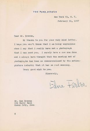 Lot #350 Edna Ferber Letters - Image 2
