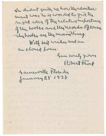 Lot #326 Robert Frost: Frost pitches 