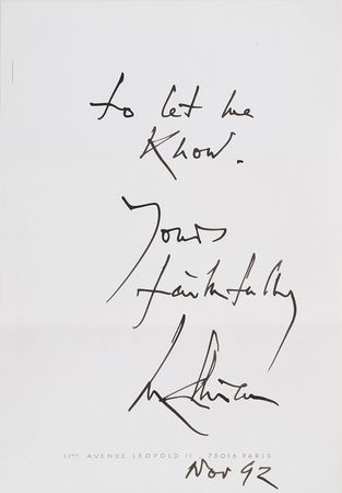 Lot #284 Georges Mathieu Sketch and Handwritten Letter Signed - Image 2