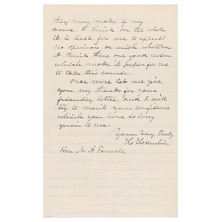 Lot #146 Hannibal Hamlin Handwritten Letter Signed - Image 2
