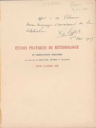 Lot #279 Gustave Eiffel: The meteorological observations of Gustave Eiffel - Image 1
