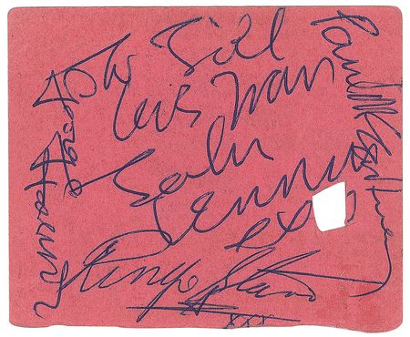 Lot #393 Beatles: Rare backstage ticket for the 1963 Great Pop Prom, signed by the headlining Beatles - Image 1