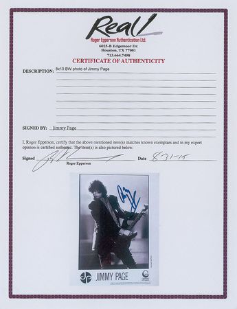 Lot #410 Led Zeppelin: Jimmy Page Signed Photograph - Image 2