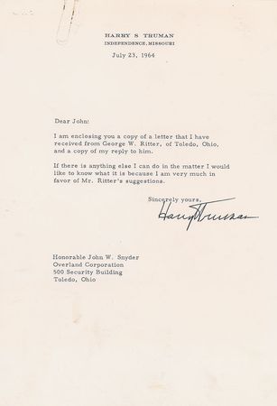 Lot #68 Harry S. Truman - Image 1