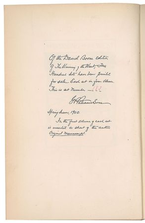 Lot #15 Theodore Roosevelt: Special edition of Roosevelt's 'The Winning of the West,' with manuscript describing a violent Indian encounter during St. Clair's defeat - Image 3
