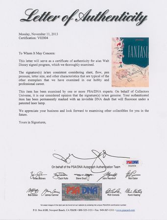 Lot #299 Walt Disney: Sought-after Fantasia program signed by Walt Disney - Image 2