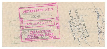 Lot #5024 Gus Grissom Signed Check - Image 2