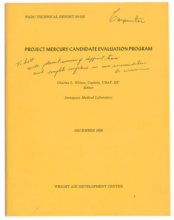 Lot #5022 Scott Carpenter's Project Mercury Candidate Evaluation Booklet - Image 1