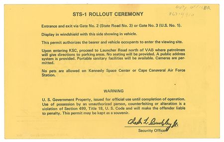 Lot #5357  STS-1 Crew-Signed Vehicle Permit - Image 2