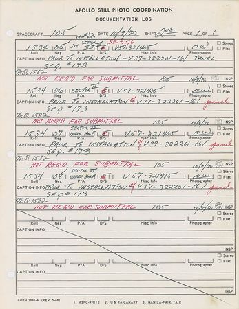Lot #4122  Apollo Still Photo Coordination Documentation Logs for S/M 105 - Image 3
