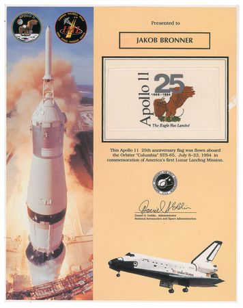 Lot #5363  STS-65 Flown Flag - Image 1