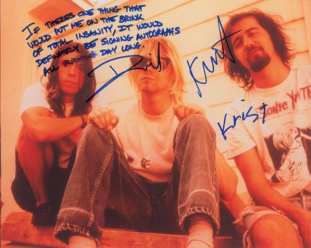 Lot #7410  Nirvana Oversized Signed Photograph