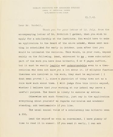Lot #6026 Erwin Schrodinger, John von Neumann, and Physicists Archive of (10) Letters - Image 1