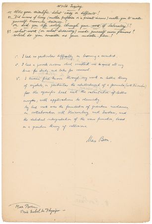 Lot #6005 Max Born Autograph Manuscript Signed