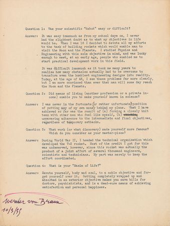 Lot #6248 Wernher von Braun Typed Letter Signed - Image 2
