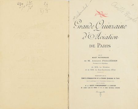 Lot #6196 Orville Wright and Charles de Lambert Signed Program and Photographs - Image 3