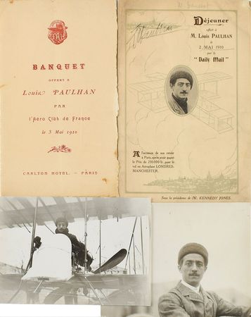 Lot #6233 Louis Paulhan Signed Menu and Group of Photographs - Image 3