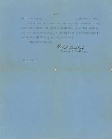 Lot #6193 Charles Lindbergh Typed Letter Signed - Image 2