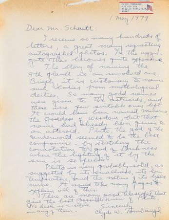 Lot #6145 Clyde W. Tombaugh Autograph Letter Signed - Image 1