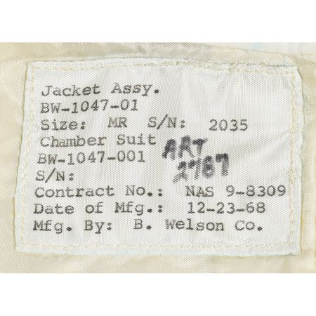 Lot #6252  Apollo In-Flight Coverall Garment (ICG) Chamber Suit - Image 2