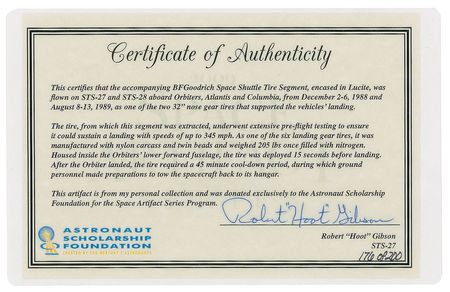 Lot #6286  STS-27/28 Flown Tire Segment - Image 6