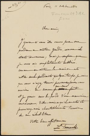 Lot #6010 Leon Foucault Autograph Letter Signed