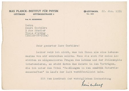 Lot #270 Werner Heisenberg Typed Letter Signed - Image 2