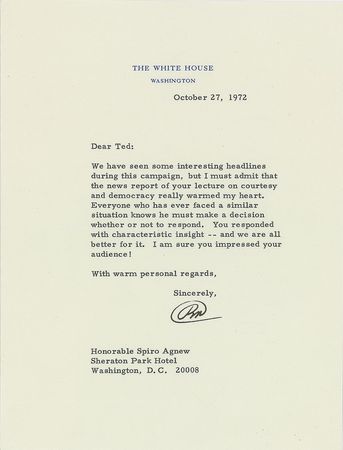 Lot #118 Richard Nixon: Nixon to his VP—