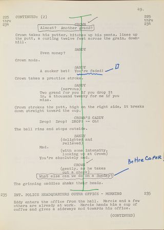 Lot #637 Steve McQueen: McQueen's annotated script for The Thomas Crown Affair - Image 3