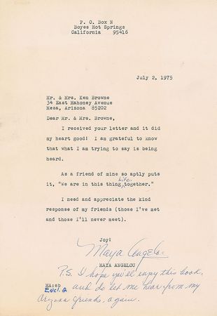 Lot #479 Maya Angelou - Image 1