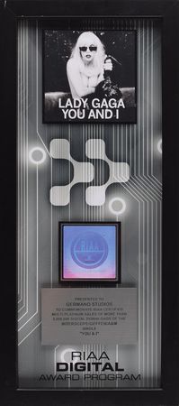 Lot #631 Lady Gaga RIAA Sales Record - Image 1