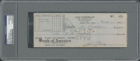 Lot #647 Lou Costello Check - Image 1