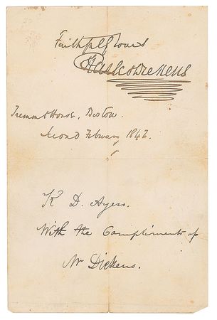 Lot #462. Charles Dickens Signature