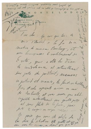 Lot #420 Salvador Dali: Dali signs and sketches for an injured friend, coupled with a 1949 handwritten letter mentioning Evita Peron - Image 1