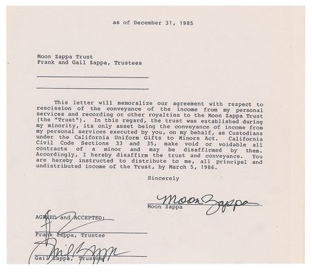 Lot #626 Frank and Moon Unit Zappa - Image 1