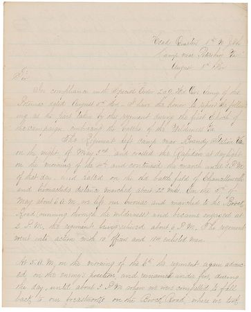 Lot #369 Battle of the Wilderness: Report on the 