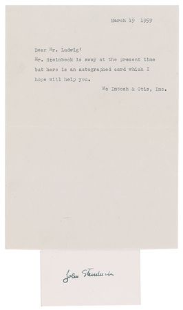 Lot #509 John Steinbeck Signature - Image 1
